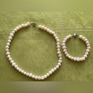 Necklace And Bracelet Made Of Real Pearls In Different Shapes